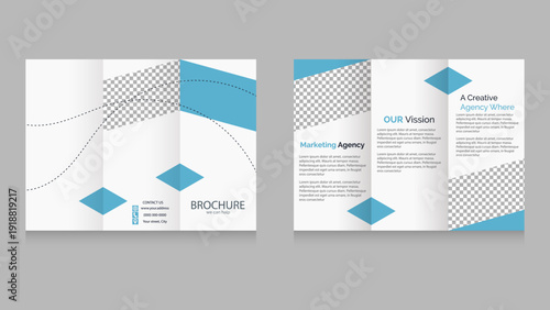 Modern Blue Trifold Brochure Template for Business and Marketing Agency. Ideal for corporate identity, marketing agencies, business presentations