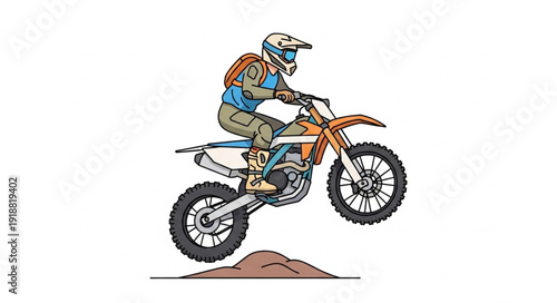 Motocross Rider in Mid Air Jump.