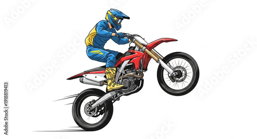 Motocross Rider in Mid Air Jump.