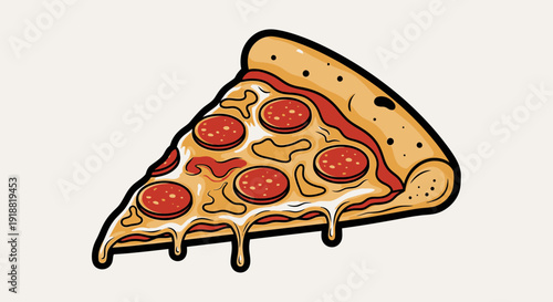 Pepperoni pizza slice with melted cheese