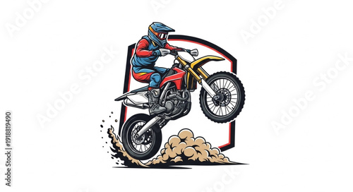 Motocross Rider in Mid Air Jump.