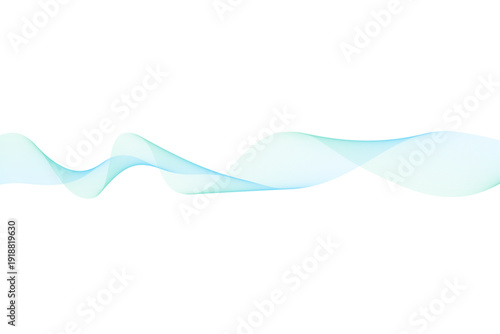 水色グラデーションの流線ウェーブライン背景（白・横長・余白）