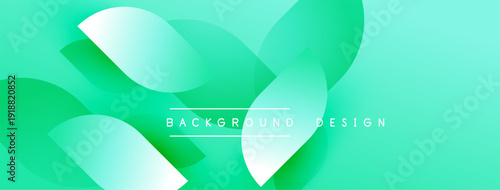 Abstract background features overlapping translucent circles. Gradient shades of turquoise, teal, white create dynamic visual effect. Modern design element.