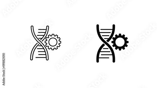 Dna structure with gears representing genetic engineering silhouette