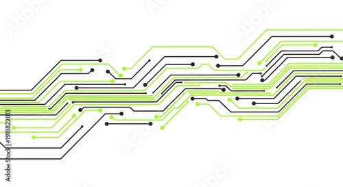 circuit board pattern, green and black wires