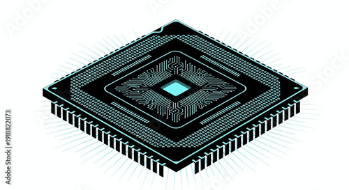 circuit board with blue chip, microchip technology
