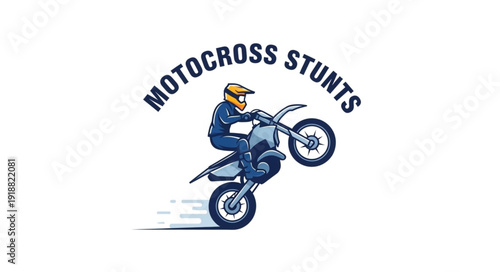 Motocross Rider Performing Stunt Jump.