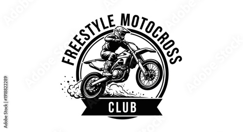 Motocross Rider on Dirt Bike Logo.