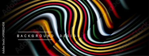 Abstract colorful lines create dynamic wave pattern. Modern design element for backgrounds, presentations. Vivid gradients, smooth curves.