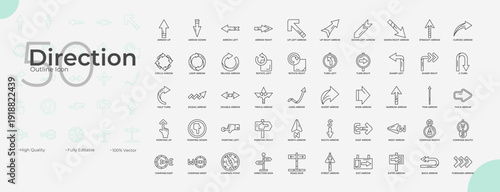 Direction Line Editable Icons set
