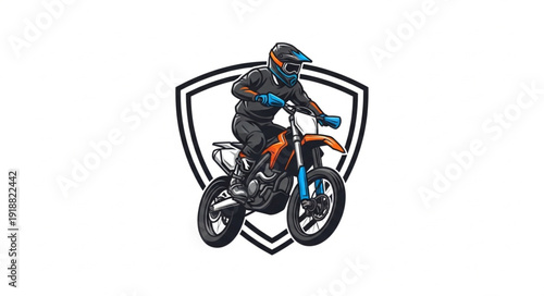 Motocross Rider on Dirt Bike Shield.