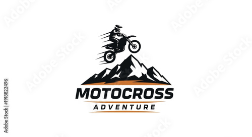 Motocross Rider on Mountain Logo.