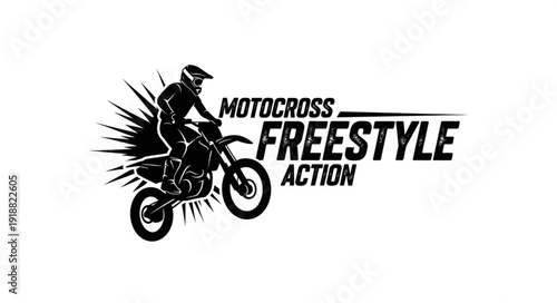 Motocross Rider Performing Freestyle Action.