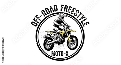 Motocross Rider Performing Freestyle Stunt.