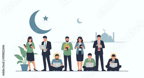 Diverse group of people during Ramadan.