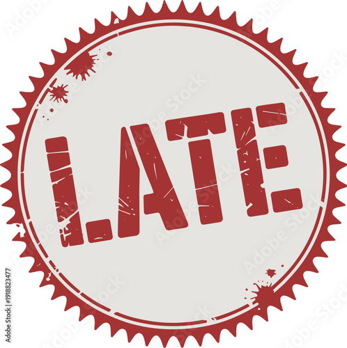 Grunge Red Stamp "LATE" on Off-White: Timely Imperfection for Deadlines, Delays, and Urgent Announcements in Business, Education, and Creative Projects – Conveying a Sense of Urgency and Rough Edges