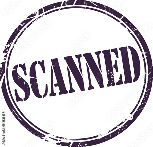 Distressed Purple Scanned Stamp Effect for Documents and Verification, Old Print Style Graphic for Validation, Approval and Certification, Imperfect Grunge Authenticity