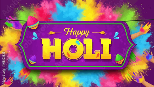 Vibrant Holi Celebration with Colorful Powder and Dance