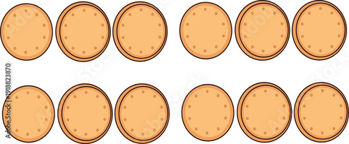 Round biscuit cookie cartoon icon set sweet bakery snack food vector illustration collection isolated design