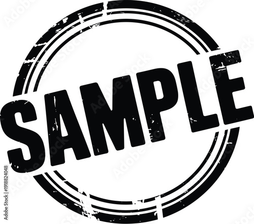 Distressed Black Circular Stamp with Sample Text - Versatile Graphic Resource for Branding, Promotions, and Creative Projects Seeking an Authentic, Grunge-Inspired Look