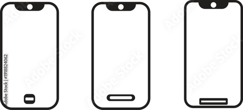 Transparent background mobile phone outlines with black accents