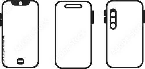 Transparent background phone case outlines on white