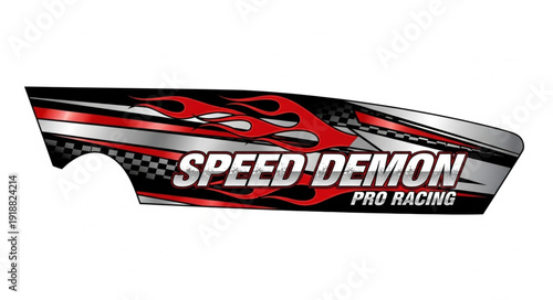 Motorcycle decal with speed demon design.