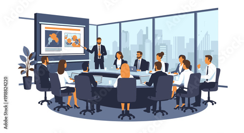 Business people in a meeting presentation.
