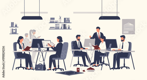 Business professionals working in modern office.