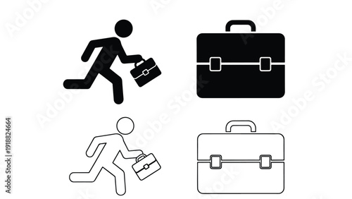 Business travel icons set flat design vector illustration - Line and glyph icon set - Stickers and Clipart - PNG and SVG Icon collection - Lineal icons - Editable icon