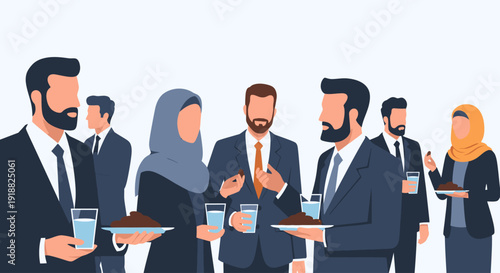 Diverse business people networking and socializing.