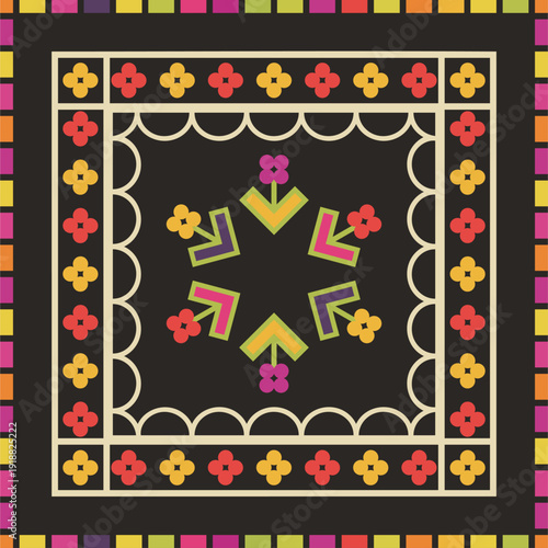 Traditional Slavic, Bulgarian decorative embroidery vector pattern. Seamless ornamental motifs for folklore costume, clothing, textile, damask, craft knitting, sewing. Balkan cultural heritage.