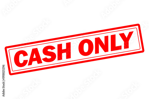 CASH ONLY - Red Rubber Stamp with text CASH ONLY
