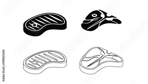 Barbecue grill and shoe icons flat design vector illustration - Line and glyph icon set - Stickers and Clipart - PNG and SVG Icon collection - Lineal icons - Editable icon