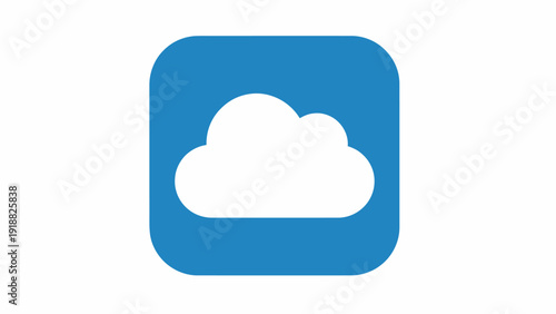 Cloud computing icon on blue background.