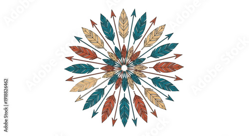 colorful feather arrow mandala