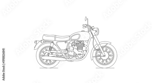 Motorcycle Illustration Side View Design.