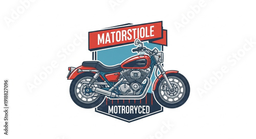 Motorcycle Illustration with Red Banner.