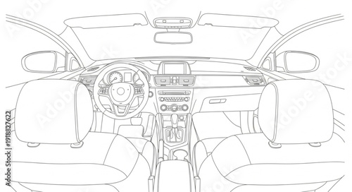 Motorcycle Front View Detailed Illustration.