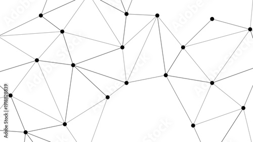 Vector Minimalist digital illustration of a network, interconnected nodes creating a visual representation of a complex system, data, and digital connection 