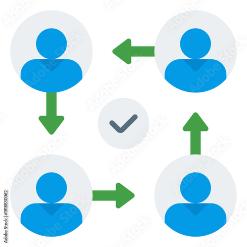 Team Collaboration Strategy Flat Icon Vector