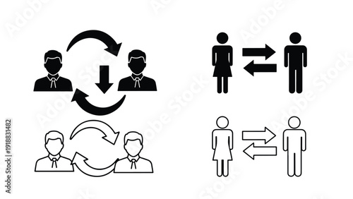 Business growth and change vector icon set flat design - Line and glyph icon set - Stickers and Clipart - PNG and SVG Icon collection - Lineal icons - Editable icon