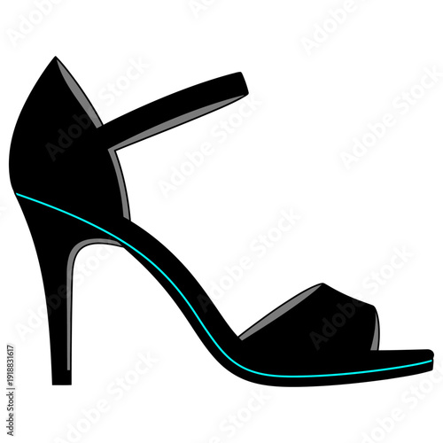 Stylish high heel shoe illustration perfect for fashion, luxury branding, and stylish designs. Elegant silhouette with modern aesthetic.