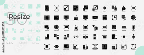 Resize Solid Editable Icons set