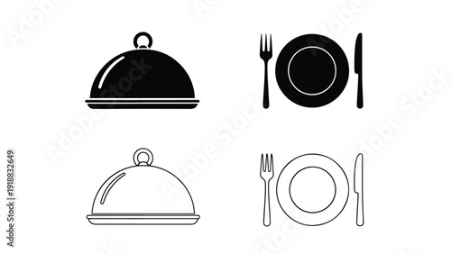 Dining icon set flat design vector illustration - Line and glyph icon set - Stickers and Clipart - PNG and SVG Icon collection - Lineal icons - Editable icon