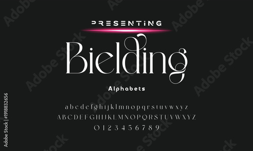 Elegant and modern serif alphabet font uppercase and number fonts victorian typeface