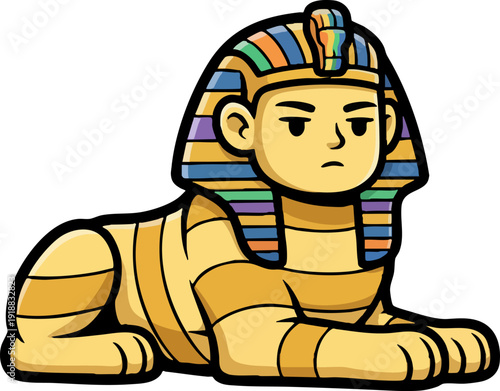 Cute Cartoon Sphinx Egyptian Mythological Creature