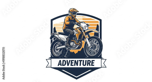 Motorcycle Rider Adventure Badge Logo.
