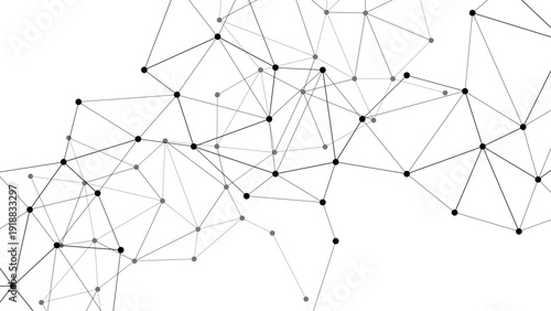 Vector Intricate abstract geometric network of interconnected lines and dots, symbolizing connectivity, data flow, and digital technology. Design