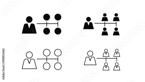 Family tree icons flat design vector illustration - Line and glyph icon set - Stickers and Clipart - PNG and SVG Icon collection - Lineal icons - Editable icon
